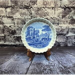 Vintage Spode Blue Italian Oven to talbe fluted Dish Made in England